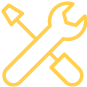 Wrench and screwdriver yellow icon