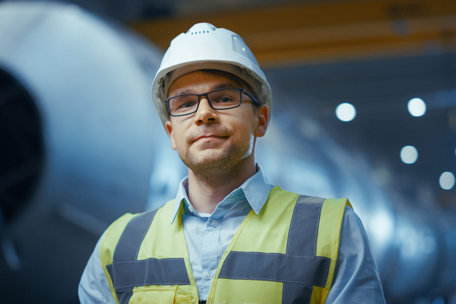 Construction man smiling